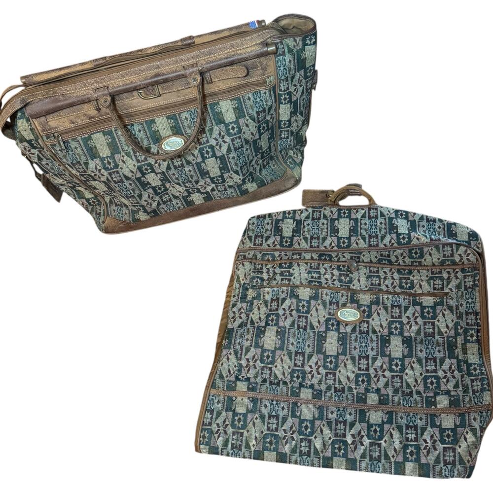 American Tourister Tapestry  2 Piece Set Large Carpet Bagger Tote Garment Bag